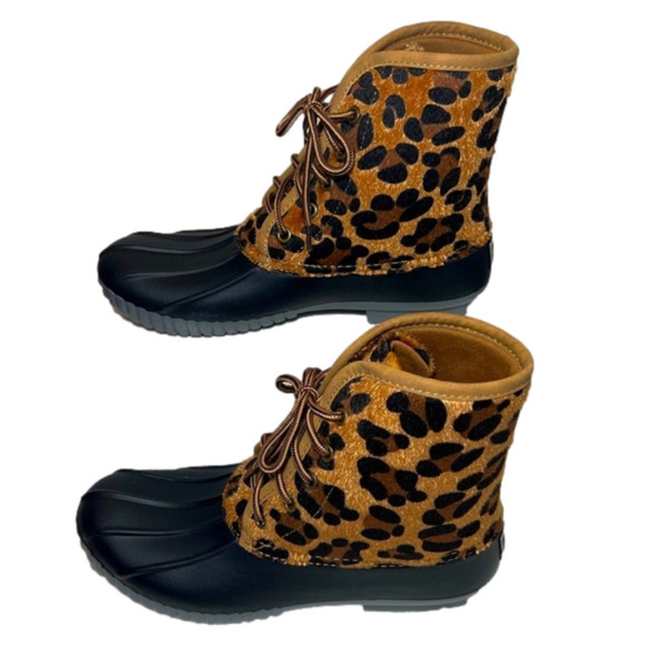 Simply Southern Duck Boots - Cheetah Print/Black - Size 9 - NWT - Picture 2 of 9